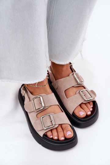 INildledersandalen für Damen mit Schnallen Big Star RR274663 Hellrosa Farbton