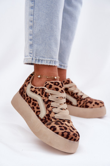 Sneakers Stilvollllschuhe Feminin mit einer Plattform mit Leopardenfellmuster Tellnira 2