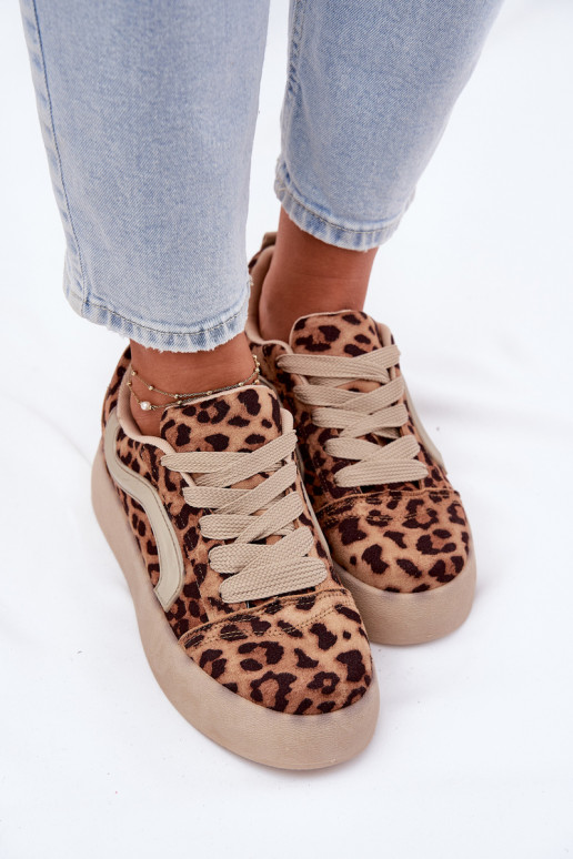 Sneakers Stilvollllschuhe Feminin mit einer Plattform mit Leopardenfellmuster Tellnira Sneakers Stilvollllschuhe Feminin mit einer Plattform mit Leopardenfellmuster Tellnira