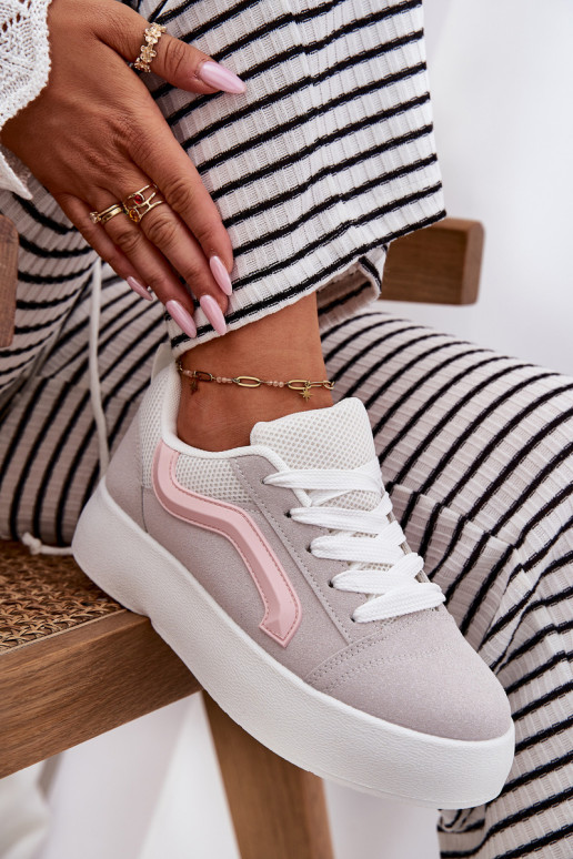 Sneakers Stilvollllschuhe Feminin mit einer Plattform graue Farbe Tellnira