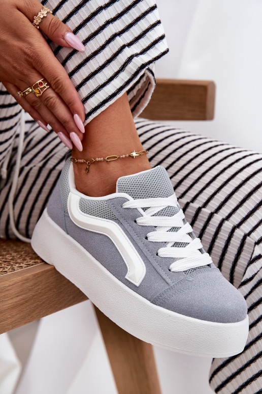 Sneakers Stilvollllschuhe Feminin mit einer Plattform blaue Farbe Tellnira