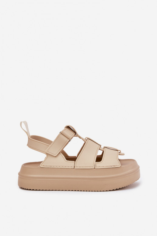 Damensandalen mit einer Plattform Beige Nitavelia