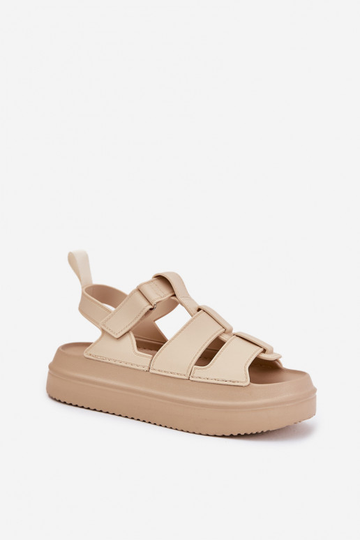 Damensandalen mit einer Plattform Beige Nitavelia