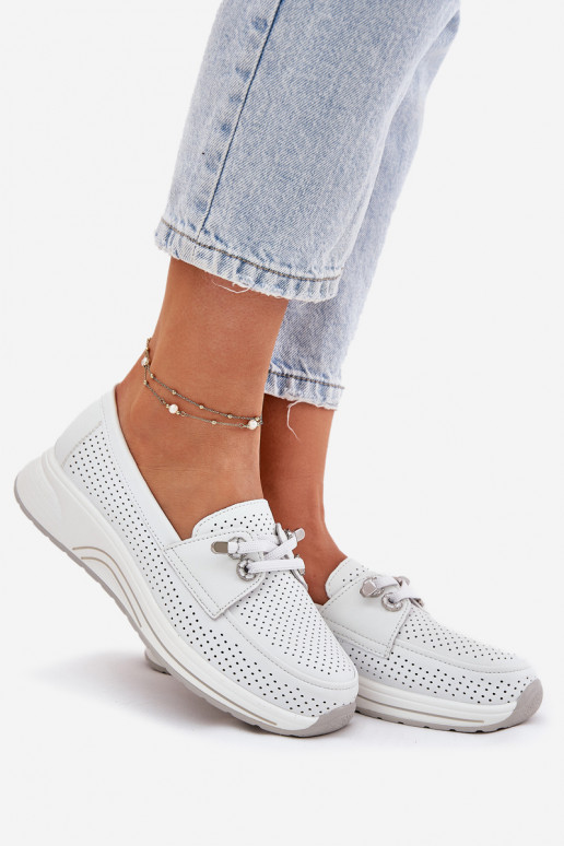 Haut Schuhe Aus Ermöglichtturleder mit einer Plattform Artiker 56C2101 Zueiße Farbe Haut Schuhe Aus Ermöglichtturleder mit einer Plattform Artiker 56C2101 Zueiße Farbe
