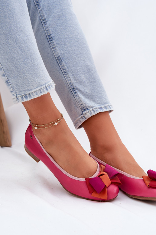 Ballerinas mit Bändern Es mussciejka P6801-15 pinke Farbe