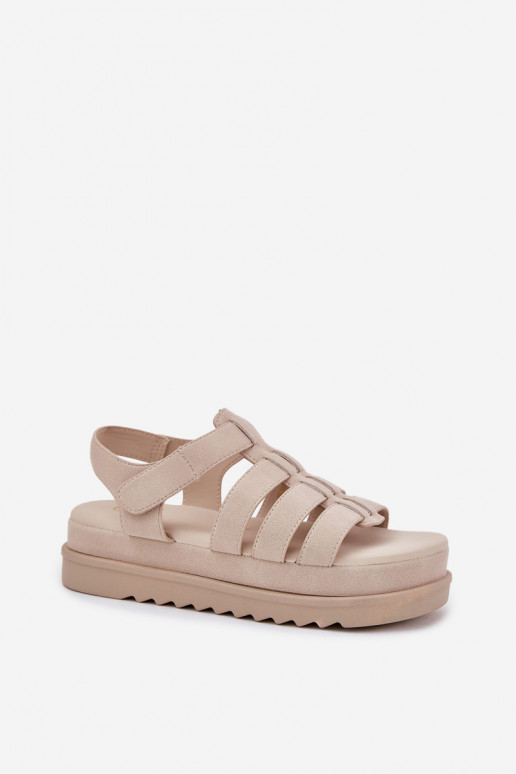 Damensandalen mit einer Plattform aus Öko-INildlederoZue Beige Filisenia Damensandalen mit einer Plattform aus Öko-INildlederoZue Beige Filisenia