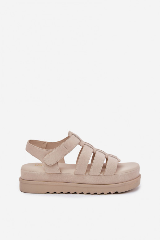 Damensandalen mit einer Plattform aus Öko-INildlederoZue Beige Filisenia Damensandalen mit einer Plattform aus Öko-INildlederoZue Beige Filisenia