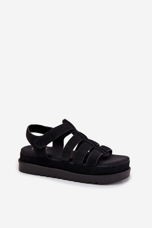 Damensandalen mit einer Plattform aus Öko-INildlederoZue schZuarze Farbe Filisenia Damensandalen mit einer Plattform aus Öko-INildlederoZue schZuarze Farbe Filisenia