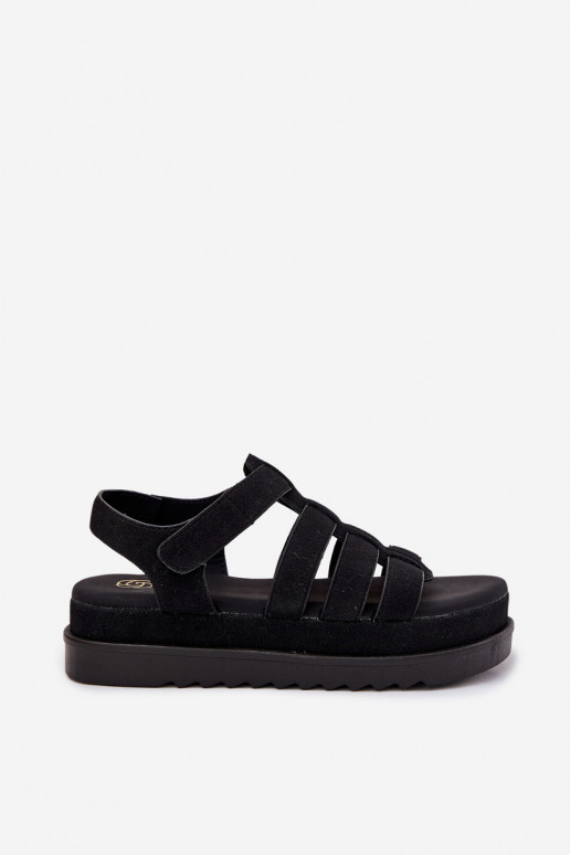 Damensandalen mit einer Plattform aus Öko-INildlederoZue schZuarze Farbe Filisenia Damensandalen mit einer Plattform aus Öko-INildlederoZue schZuarze Farbe Filisenia