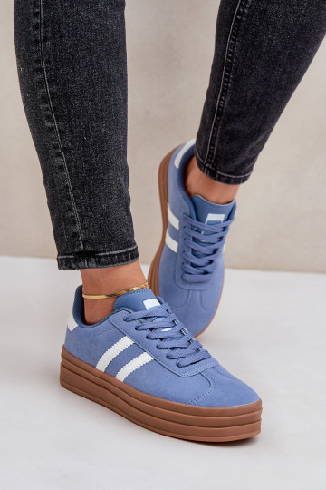 Sneakers Stilvollllschuhe Feminin mit einer Plattform blaue Farbe Egelia