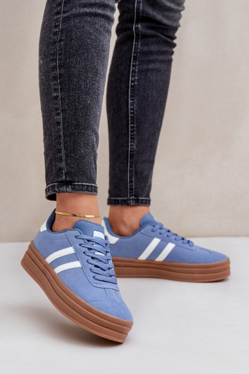 Sneakers Stilvollllschuhe Feminin mit einer Plattform blaue Farbe Egelia 2