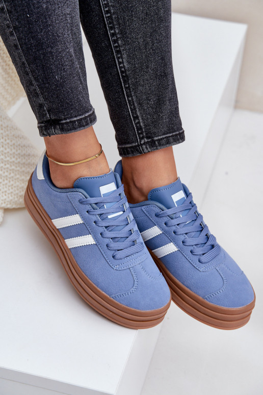 Sneakers Stilvollllschuhe Feminin mit einer Plattform blaue Farbe Egelia