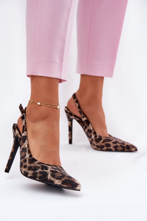 Dekoriert Sandalen mit dünnen Absätzen mit Leopardenfellmuster Beige-schZuarze Farbe Kemonia Dekoriert Sandalen mit dünnen Absätzen mit Leopardenfellmuster Beige-schZuarze Farbe Kemonia