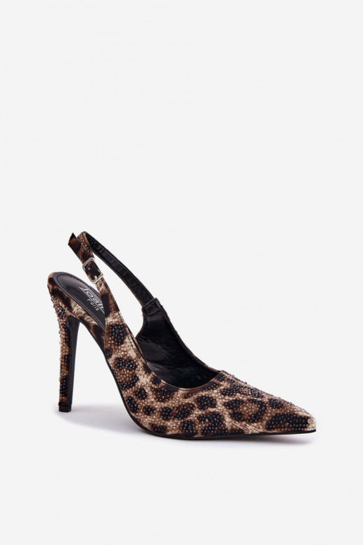 Dekoriert Sandalen mit dünnen Absätzen mit Leopardenfellmuster Beige-schZuarze Farbe Kemonia Dekoriert Sandalen mit dünnen Absätzen mit Leopardenfellmuster Beige-schZuarze Farbe Kemonia
