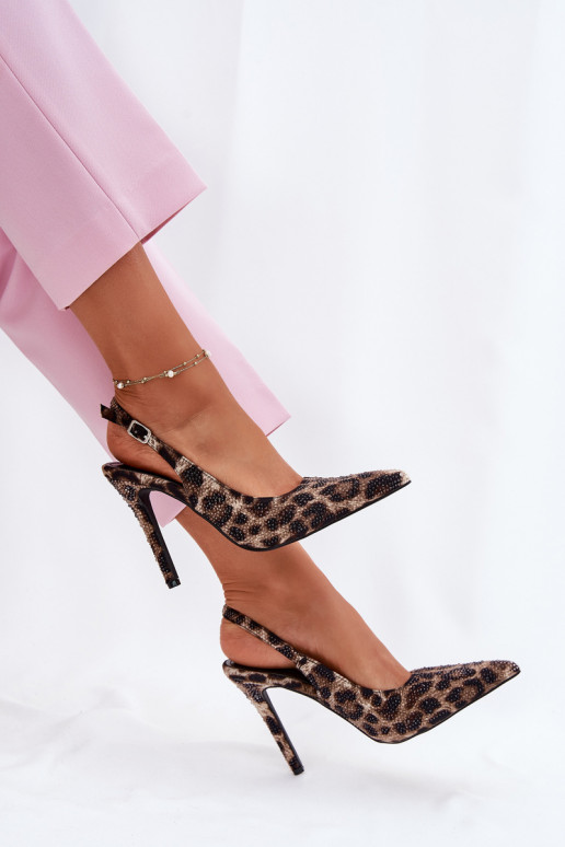 Dekoriert Sandalen mit dünnen Absätzen mit Leopardenfellmuster Beige-schZuarze Farbe Kemonia Dekoriert Sandalen mit dünnen Absätzen mit Leopardenfellmuster Beige-schZuarze Farbe Kemonia