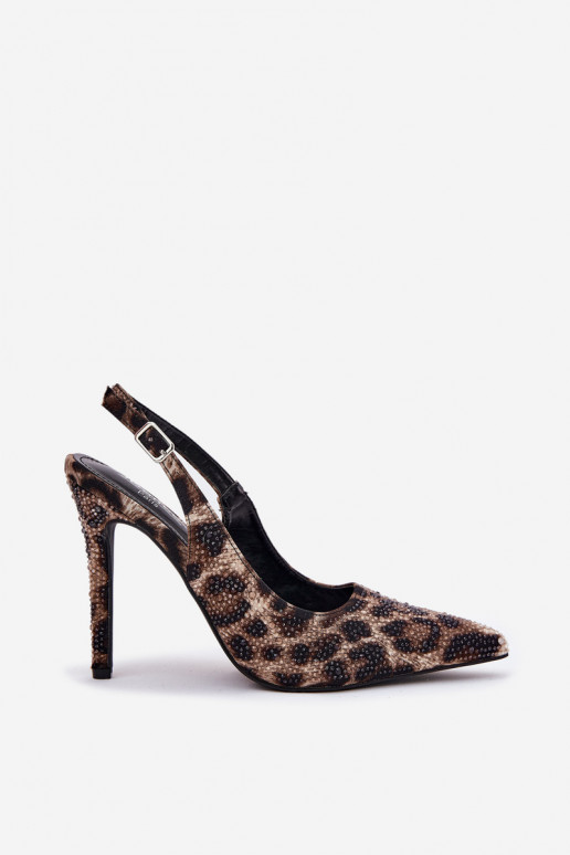 Dekoriert Sandalen mit dünnen Absätzen mit Leopardenfellmuster Beige-schZuarze Farbe Kemonia Dekoriert Sandalen mit dünnen Absätzen mit Leopardenfellmuster Beige-schZuarze Farbe Kemonia