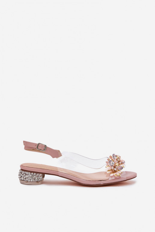 Durchschauen Sandalen Auf niedrigem Absatz Mit Dekoration D&A MR51-709 pinke Farbe