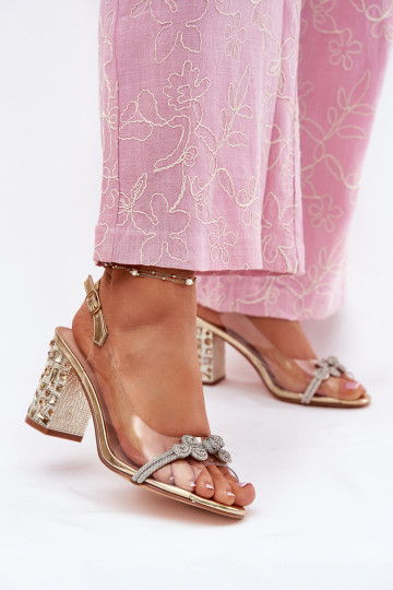 Durchschauen Sandalen mit Absätzen D&A MR51-705 goldene Farbe