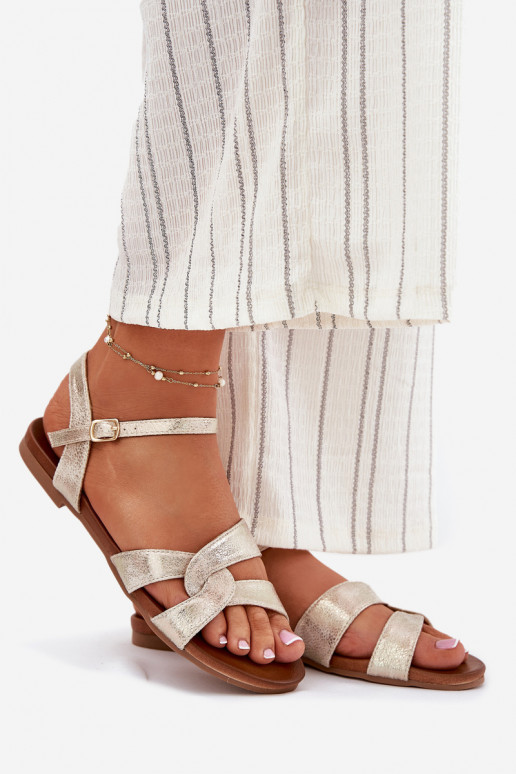 gleichschenklig mit Glanz Damensandalen S.Barski KV51-022 goldene Farbe