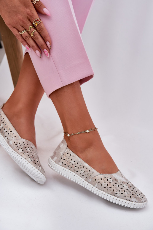 Durchbrochenes INildleder Schuhe Feminin Gold-graue Farbe Chulieta Durchbrochenes INildleder Schuhe Feminin Gold-graue Farbe Chulieta