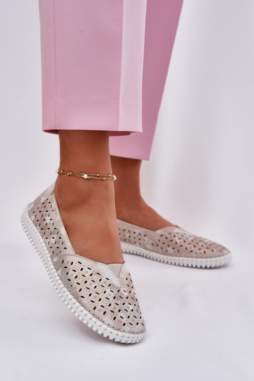 Durchbrochenes INildleder Schuhe Feminin Gold-graue Farbe Chulieta Durchbrochenes INildleder Schuhe Feminin Gold-graue Farbe Chulieta