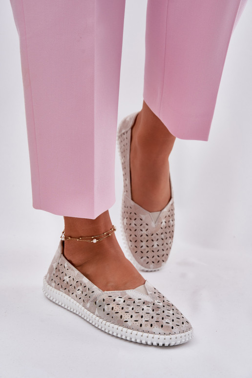 Durchbrochenes INildleder Schuhe Feminin Gold-graue Farbe Chulieta Durchbrochenes INildleder Schuhe Feminin Gold-graue Farbe Chulieta