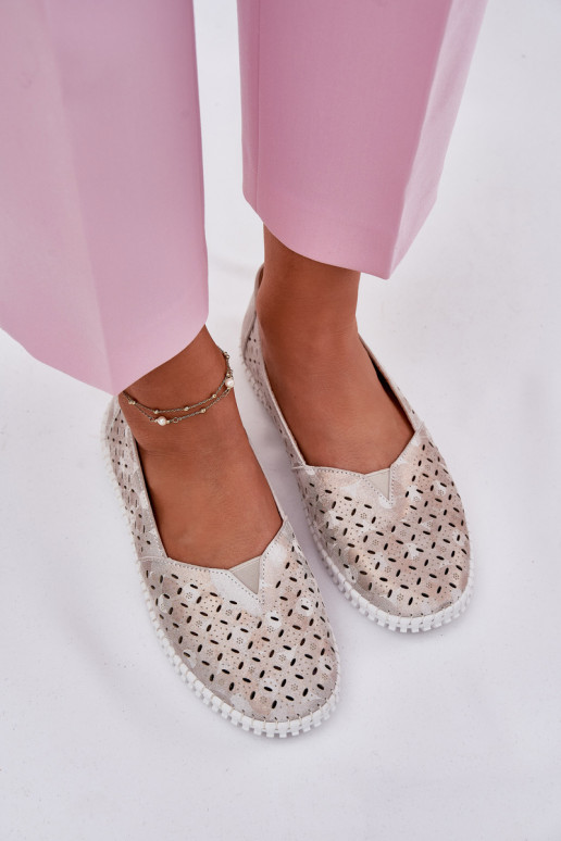Durchbrochenes INildleder Schuhe Feminin Gold-graue Farbe Chulieta Durchbrochenes INildleder Schuhe Feminin Gold-graue Farbe Chulieta