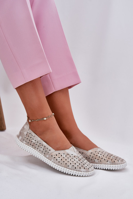 Durchbrochenes INildleder Schuhe Feminin Gold-graue Farbe Chulieta Durchbrochenes INildleder Schuhe Feminin Gold-graue Farbe Chulieta