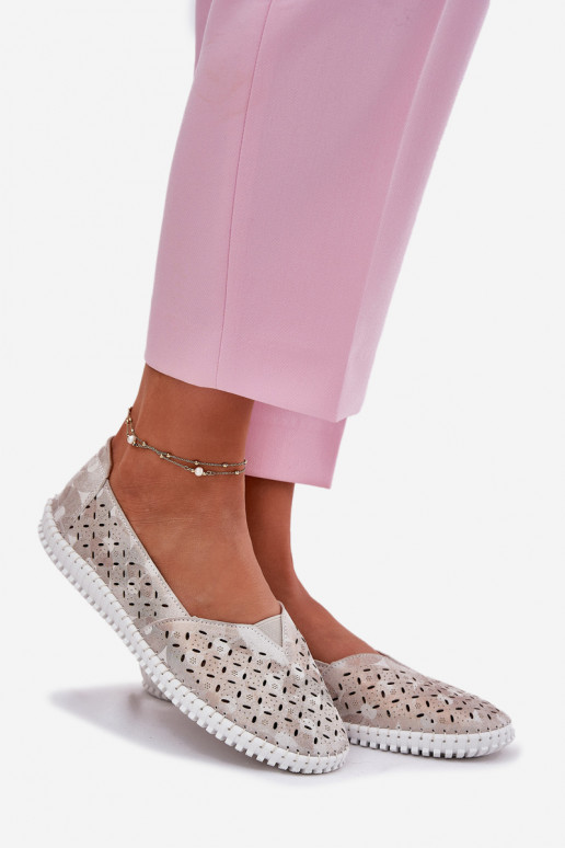 Durchbrochenes INildleder Schuhe Feminin Gold-graue Farbe Chulieta Durchbrochenes INildleder Schuhe Feminin Gold-graue Farbe Chulieta