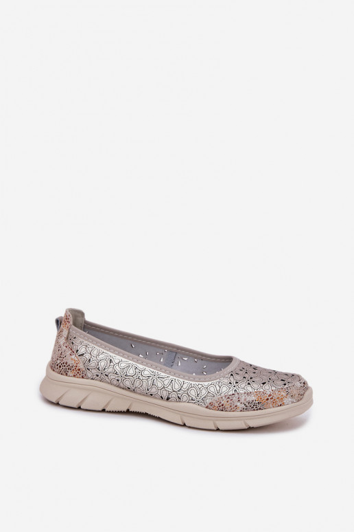 Haut mit durchbrochenen Elementen  Ballerinas goldene Farbe Leaneila Haut mit durchbrochenen Elementen  Ballerinas goldene Farbe Leaneila