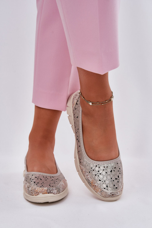 Haut mit durchbrochenen Elementen  Ballerinas goldene Farbe Leaneila Haut mit durchbrochenen Elementen  Ballerinas goldene Farbe Leaneila