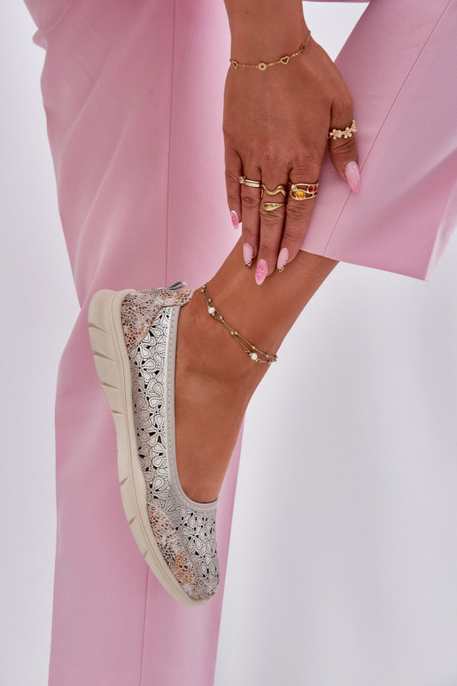Haut mit durchbrochenen Elementen  Ballerinas goldene Farbe Leaneila Haut mit durchbrochenen Elementen  Ballerinas goldene Farbe Leaneila