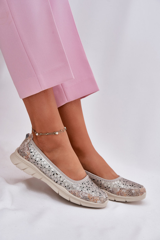 Haut mit durchbrochenen Elementen  Ballerinas goldene Farbe Leaneila Haut mit durchbrochenen Elementen  Ballerinas goldene Farbe Leaneila