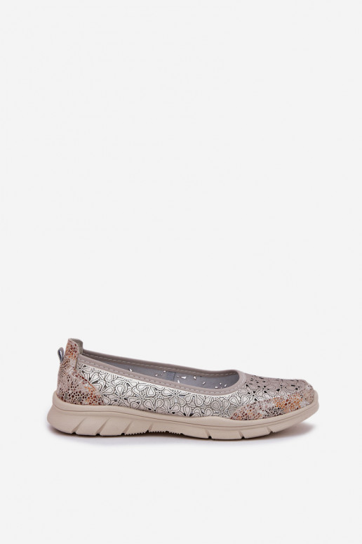 Haut mit durchbrochenen Elementen  Ballerinas goldene Farbe Leaneila Haut mit durchbrochenen Elementen  Ballerinas goldene Farbe Leaneila