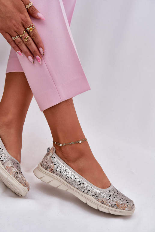 Haut mit durchbrochenen Elementen  Ballerinas goldene Farbe Leaneila Haut mit durchbrochenen Elementen  Ballerinas goldene Farbe Leaneila