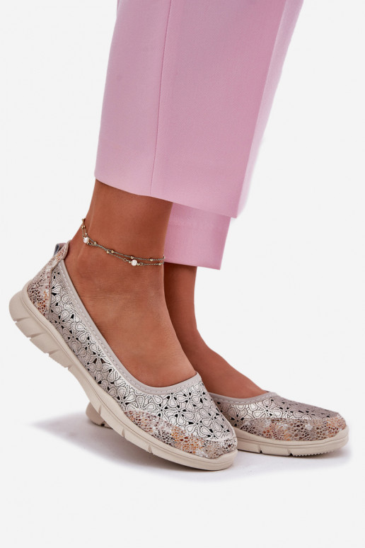 Haut mit durchbrochenen Elementen  Ballerinas goldene Farbe Leaneila Haut mit durchbrochenen Elementen  Ballerinas goldene Farbe Leaneila