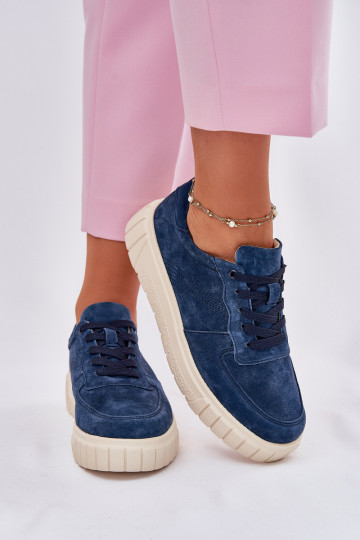 aus INildleder Sneakers Stilvollllschuhe Feminin mit einer Plattform Dunkelblau RilZuena 2