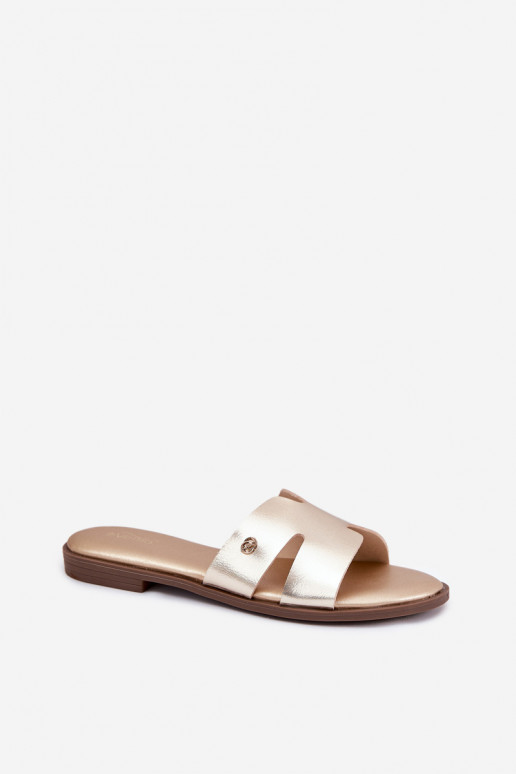 Hausschuhe FrauenZuohnung aus Öko-Leder goldene Farbe Firvania