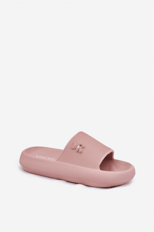 Leichte Hausschuhe Damenhausschuhe mit einer Plattform Mit Bär Vinceza 75210 pinke Farbe