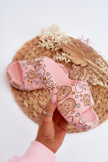 Kindisch Leichte Hausschuhe IN Teddybären pinke Farbe Evitrapa 2