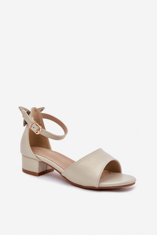 mit Glanz Sandalen Kindisch Auf niedrigem Absatz goldene Farbe Ainare