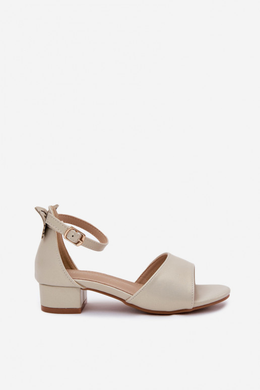 mit Glanz Sandalen Kindisch Auf niedrigem Absatz goldene Farbe Ainare