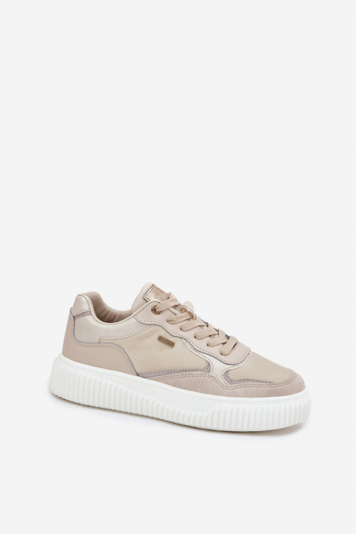 Haut Sneakers Stilvollllschuhe Feminin mit einer Plattform Beige Velarria