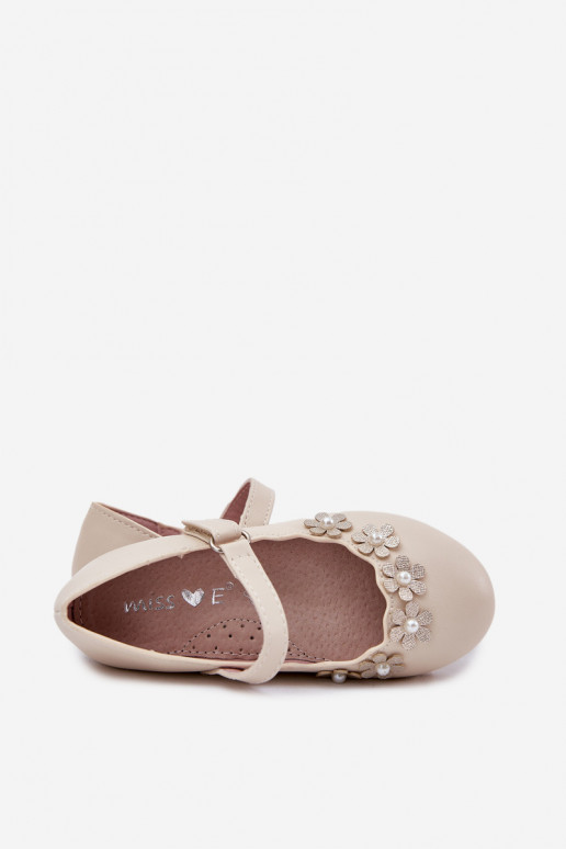 Ballerinas für Kinder Z mit floralen Motivenuszkami Beige Landgia