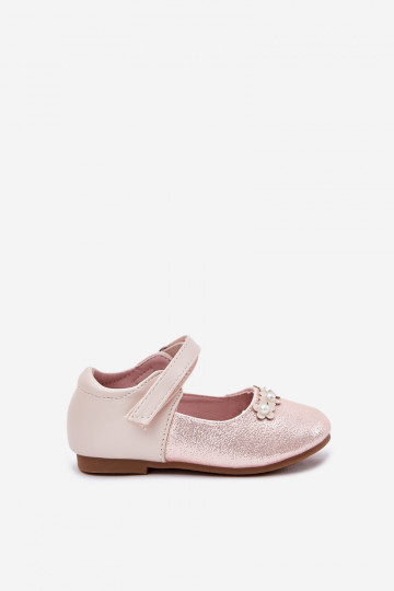 Ballerinas Kindisch mit Klebeverschlüssen Z mit floralen Motivenuszkami pinke Farbe Nikione 2