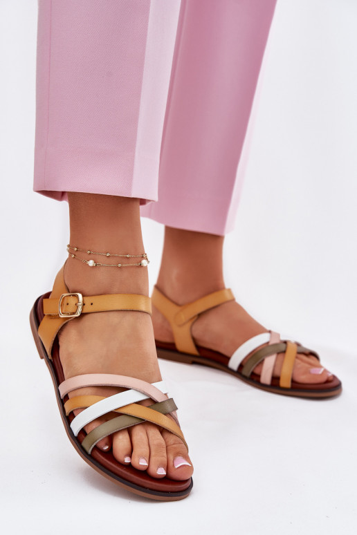 Damensandalen Z Przeplatającymi Się Paskami Sergio Leone SK090H gelbe Farbe Damensandalen Z Przeplatającymi Się Paskami Sergio Leone SK090H gelbe Farbe
