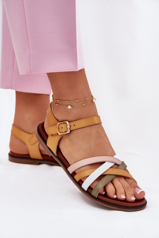 Damensandalen Z Przeplatającymi Się Paskami Sergio Leone SK090H gelbe Farbe Damensandalen Z Przeplatającymi Się Paskami Sergio Leone SK090H gelbe Farbe