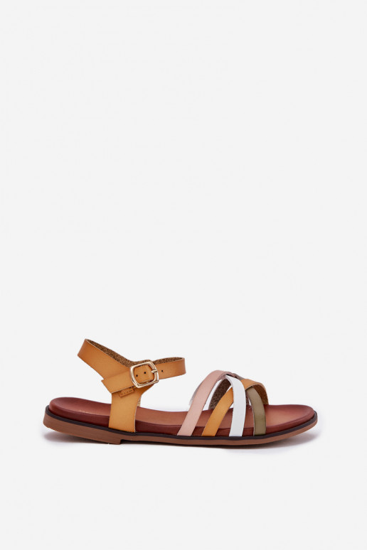 Damensandalen Z Przeplatającymi Się Paskami Sergio Leone SK090H gelbe Farbe Damensandalen Z Przeplatającymi Się Paskami Sergio Leone SK090H gelbe Farbe