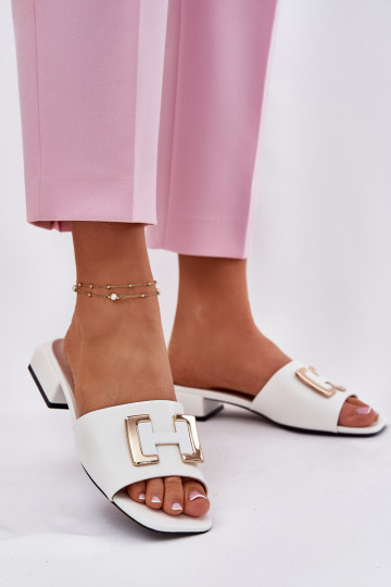 Eleganter Stil Damenhausschuhe Klocke Ze goldene Farbem Detalem Vinceza 62229 Zueiße Farbe 2