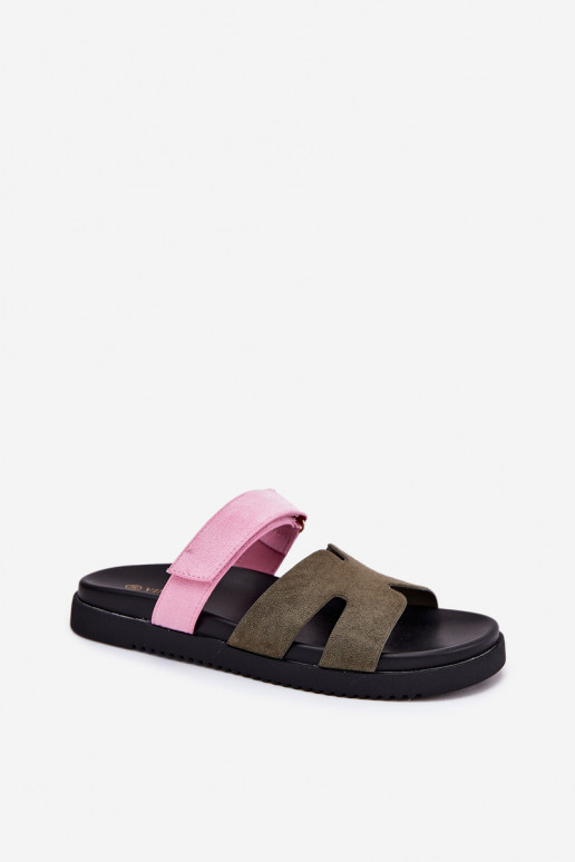 Damenhausschuhe Z mit Klebeverschlussem Vinceza 17401 Grün-pinke Farbe Damenhausschuhe Z mit Klebeverschlussem Vinceza 17401 Grün-pinke Farbe